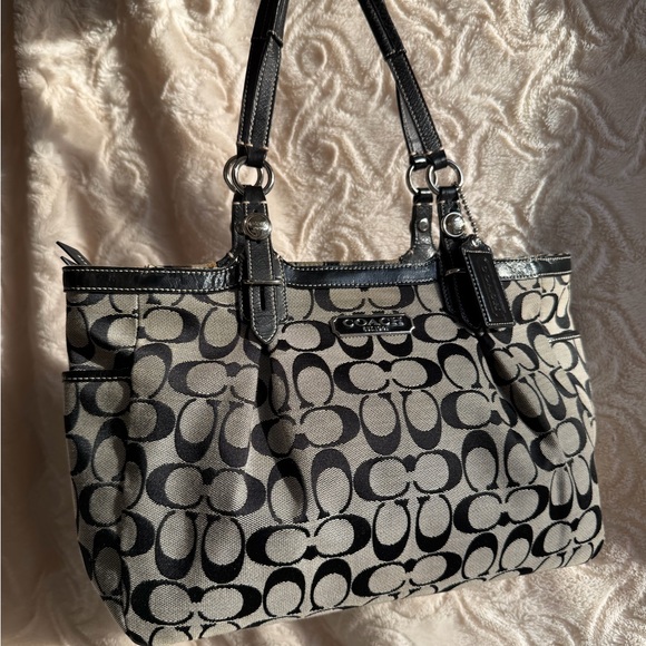 Coach Handbags - Coach Signature Black/Grey Tote Bag